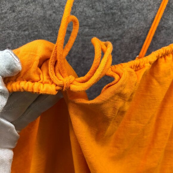 Urban Outiftters Ruffle Cami Top Womens M Orange Tunic Peplum Cotton Adjustable - Picture 5 of 9